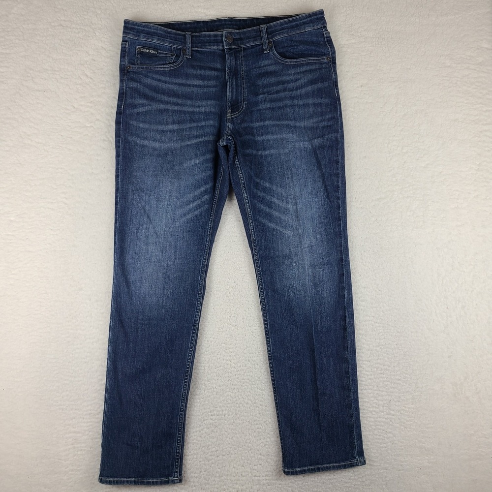 Calvin Klein Jeans Mens‎ 36x32 Slim Blue Dark Wash Denim